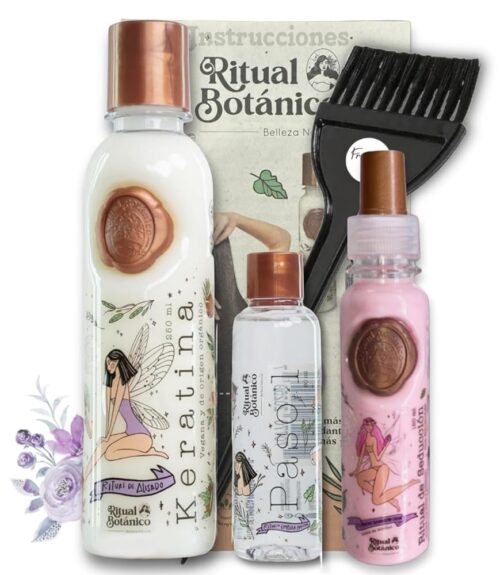 Keratina Ritual Botanico 250ML & Termo Protector 120ML Incluye Cepillo Aplicador & Manual de Instrucciones | Alisado Progresivo Organico Vegano Sin formol ni Amoniaco | Producto...