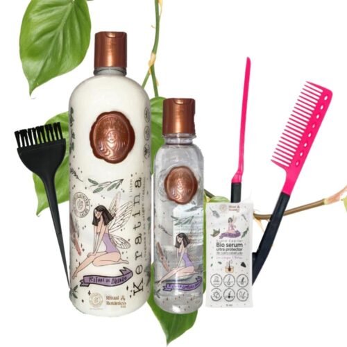 Ritual Botanico Keratin Hair Mask, Straightener and Brush Set (3 Pack) - 1 Litro Botanico Keratina Treatment, Organica Keratina Shampoo (33.8 Fl Oz)