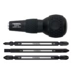 VESSEL BALL GRIP 1/4" Hex. Bit Interchangeable Screwdriver (Bit 3PC. (+1, +3 / +2, -6 / PZ2, PZ3) SET. 220W3J1)